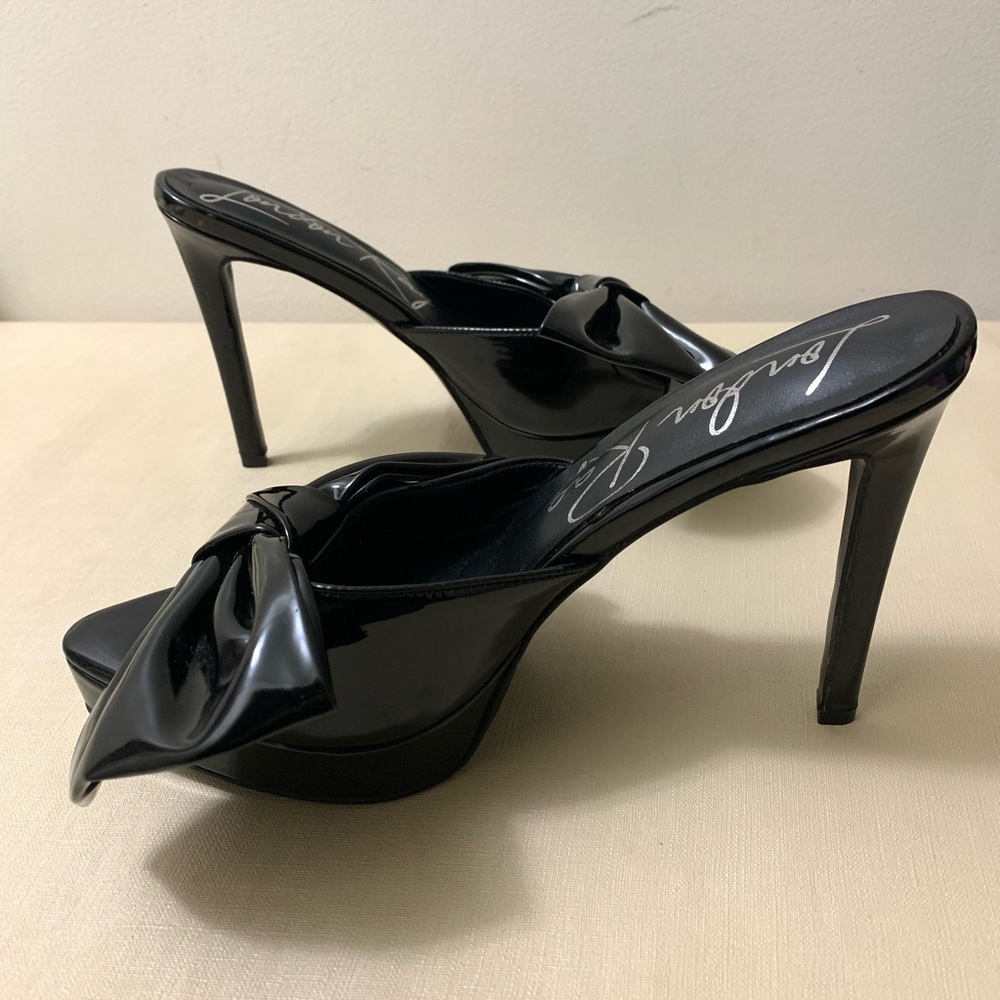 London Rag Black My Time Patent Pu Bow Detail High Heeled Black Sandal Wmns 8.5 - Picture 4 of 12